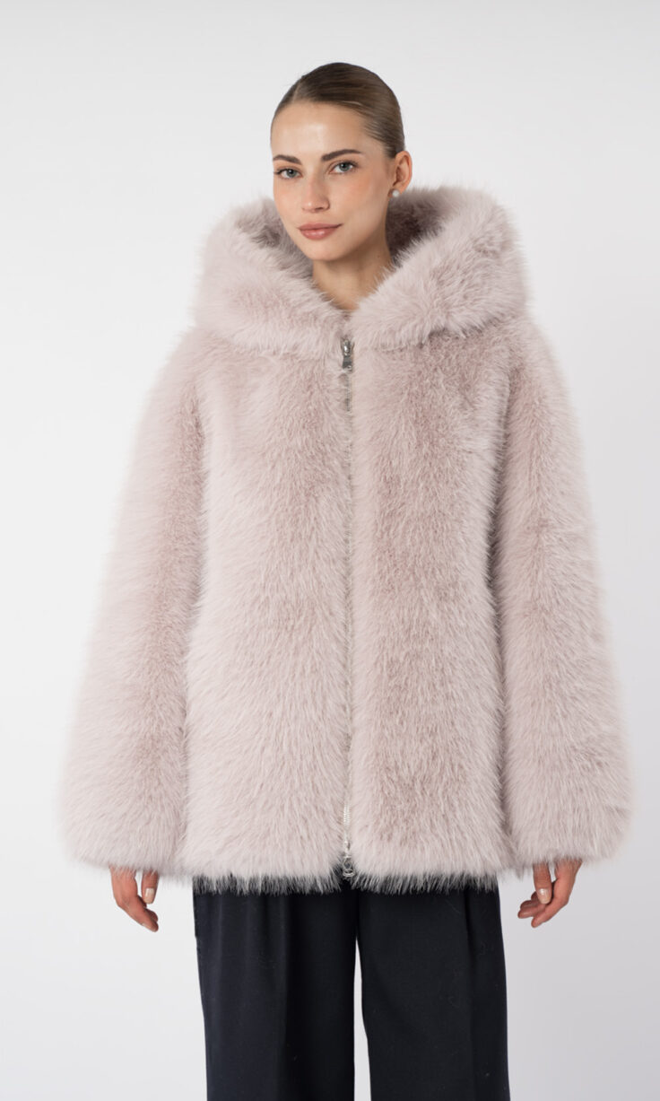 Шуба женская из эко меха ELLE-FURS M/101 с капюшоном Шуба женская из эко меха ELLE-FURS M/101 с капюшоном