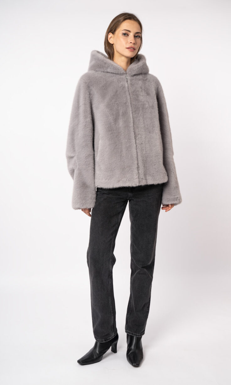 Шуба женская из эко меха под норку с капюшоном Alex ЭМ-490 Шуба женская из эко меха под норку с капюшоном Alex ЭМ-490