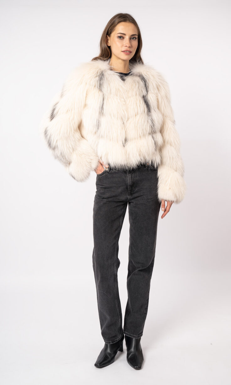 Шуба женская из меха лисицы и кожи Меха России 003
