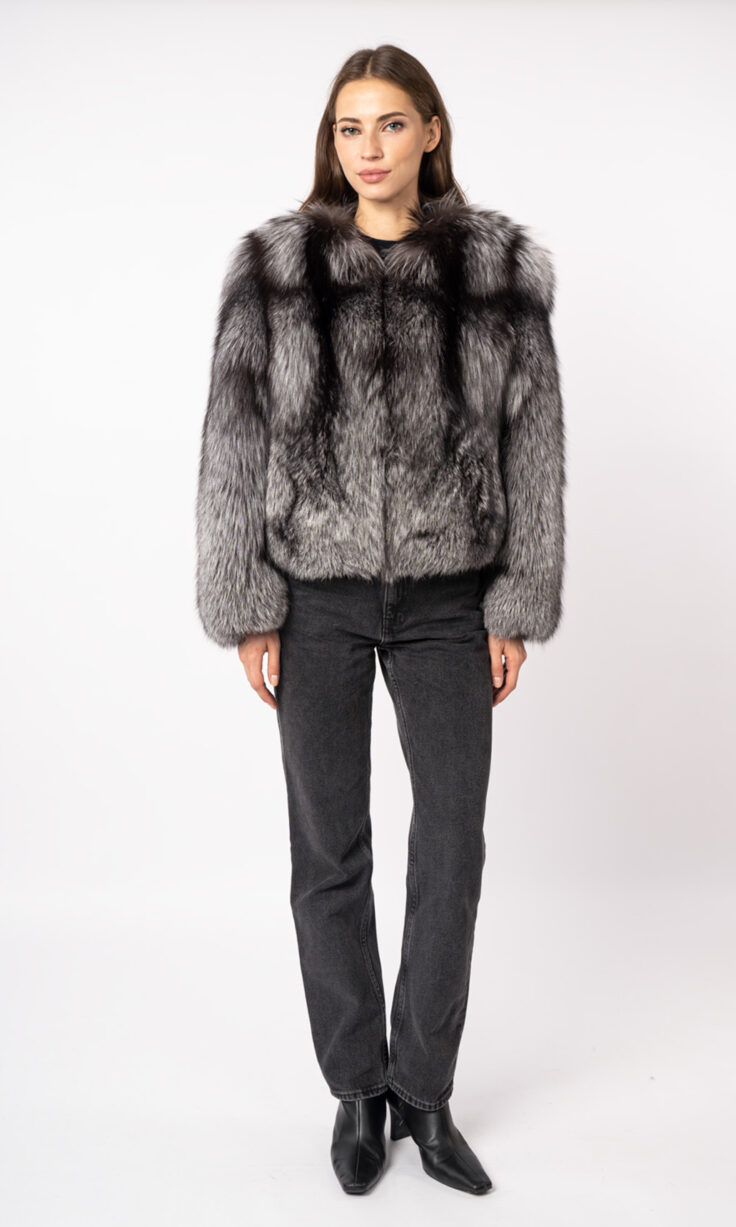 Шуба женская из меха лисицы и кожи Меха России 009