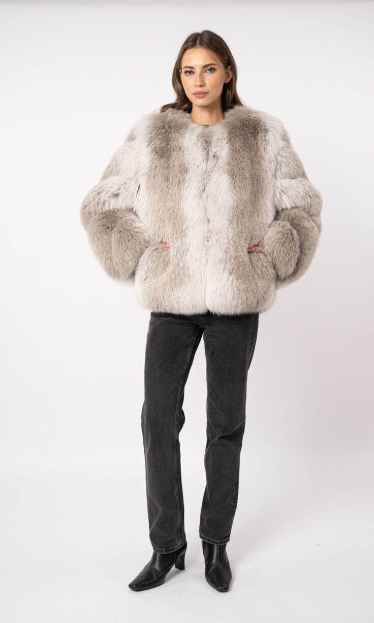 Шуба женская из меха песца и кожи Меха России 005 Шуба женская из меха песца и кожи Меха России 005