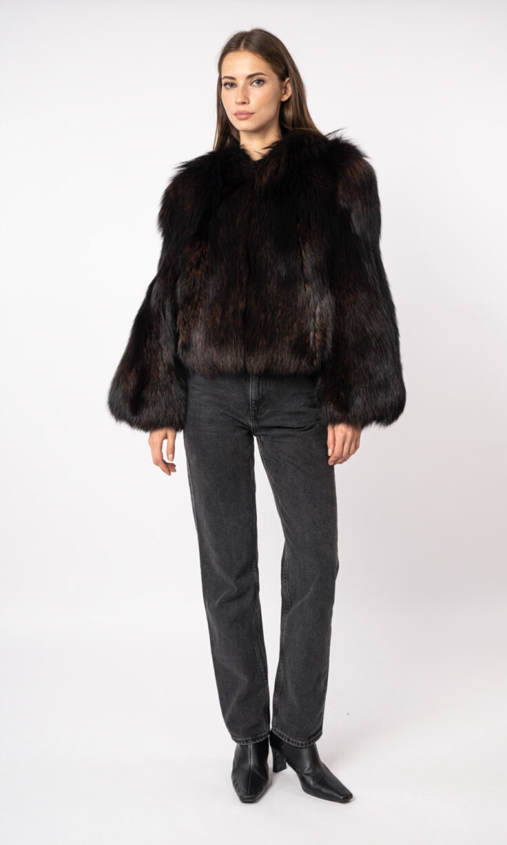 Шуба женская из меха лисицы и кожи Меха России 007