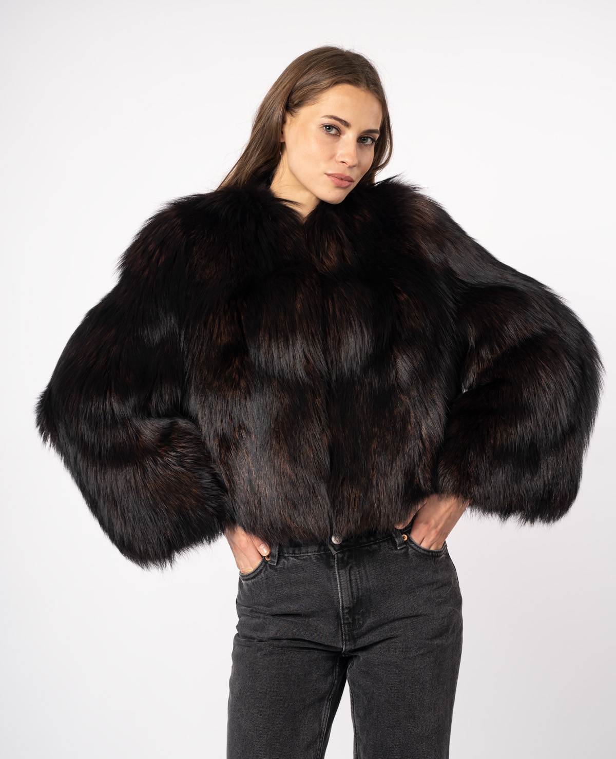 Шуба женская из меха лисицы и кожи Меха России 007 Шуба женская из меха лисицы и кожи Меха России 007