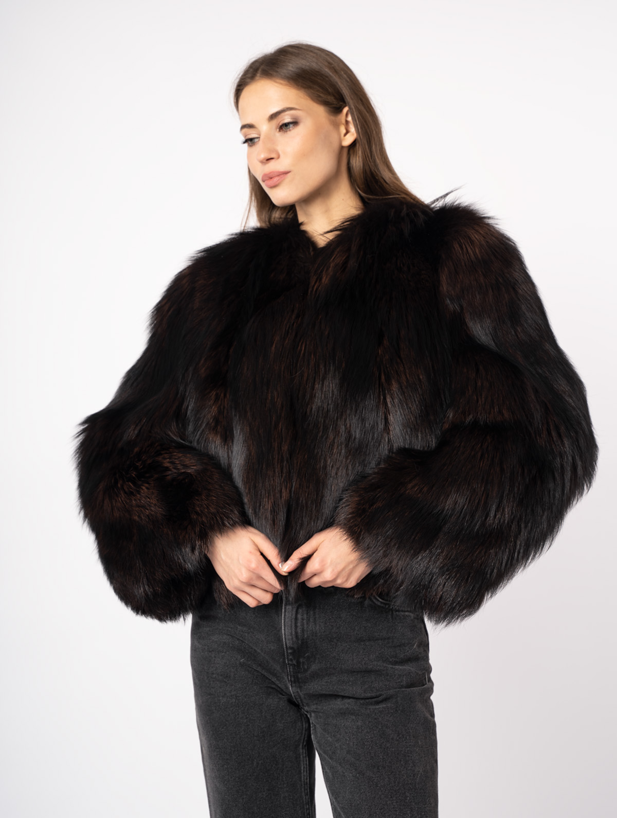 Шуба женская из меха лисицы и кожи Меха России 007 Шуба женская из меха лисицы и кожи Меха России 007