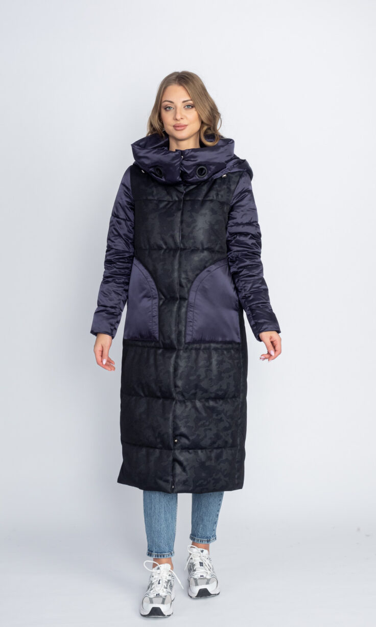 Пуховик женский Мануфактура Носова 8204 с капюшоном фиолетовый Пуховик женский Мануфактура Носова 8204 с капюшоном фиолетовый