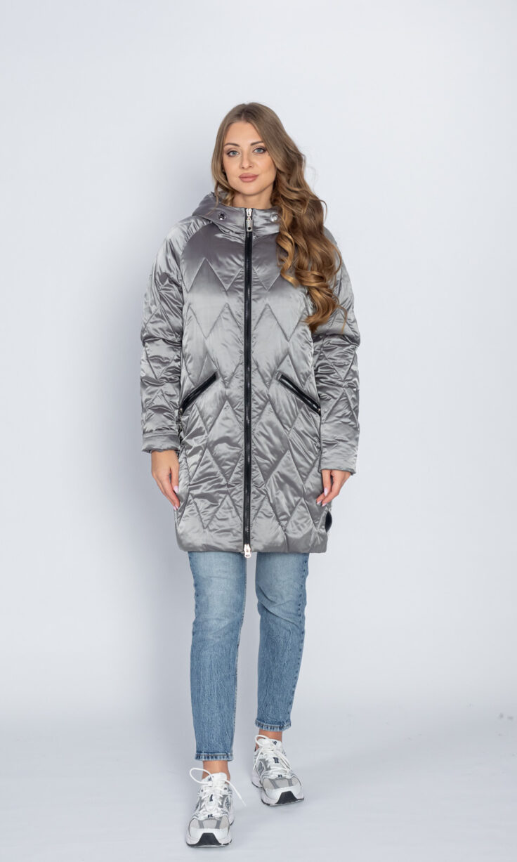 Пуховик женский Мануфактура Носова с капюшоном серый Пуховик женский Мануфактура Носова с капюшоном серый