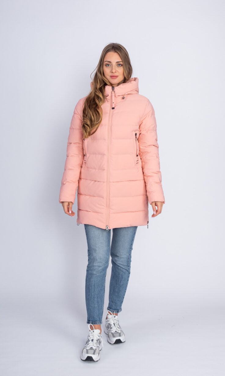 Пуховик женский Мануфактура Носова 601 с капюшоном розовый Пуховик женский Мануфактура Носова 601 с капюшоном розовый
