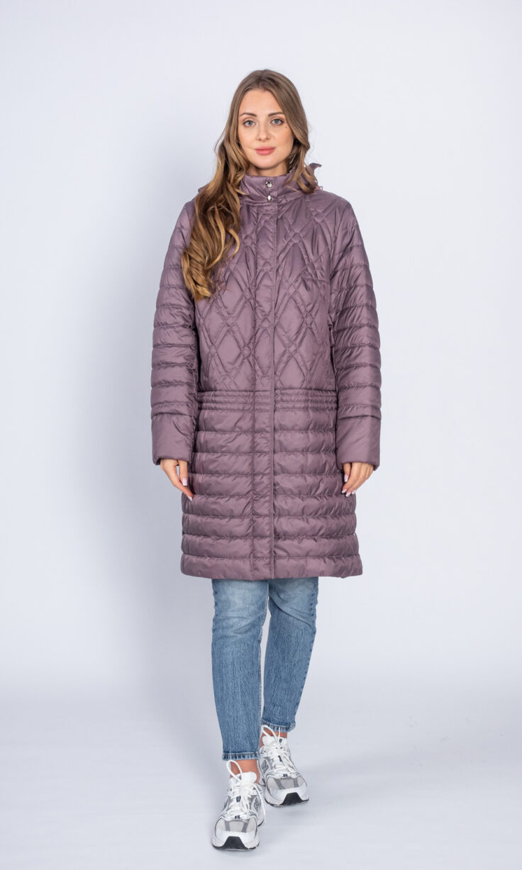 Пуховик женский София с капюшоном сиреневый Пуховик женский София с капюшоном сиреневый