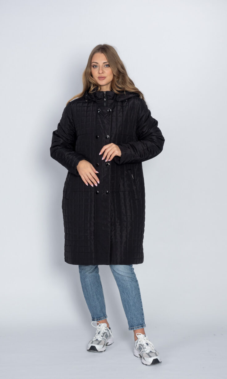 Пуховик женский Мануфактура Носова 006 с капюшоном черный