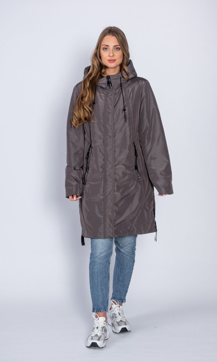 Пуховик женский 5459 с капюшоном кофе