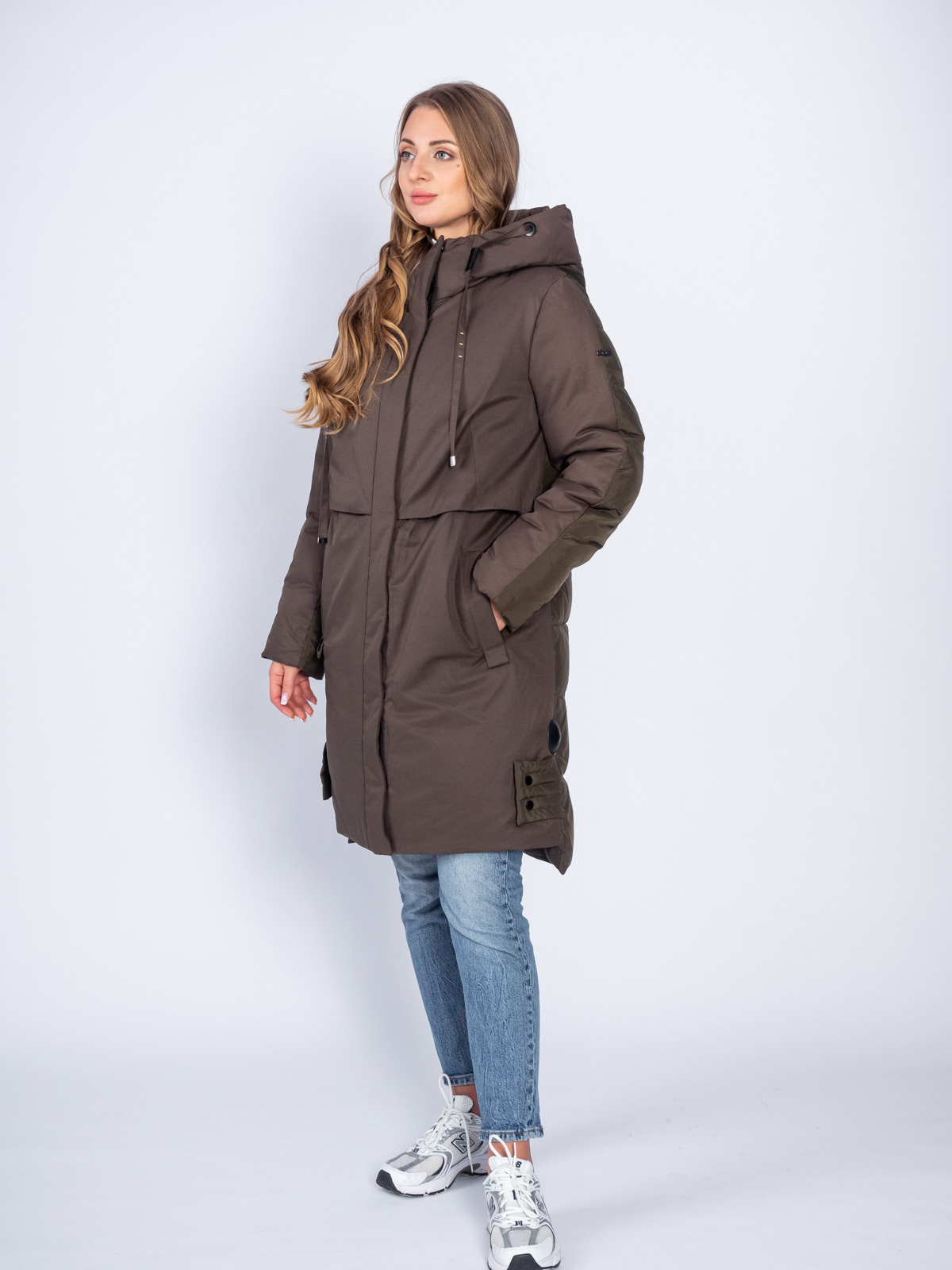 Пуховик женский Alyaska 171092 с капюшоном хаки Пуховик женский Alyaska 171092 с капюшоном хаки