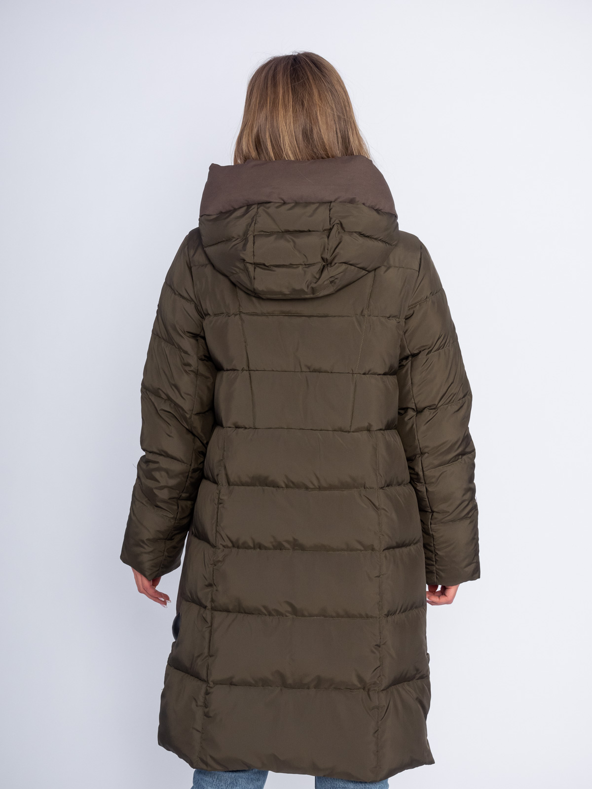 Пуховик женский Alyaska 171092 с капюшоном хаки Пуховик женский Alyaska 171092 с капюшоном хаки