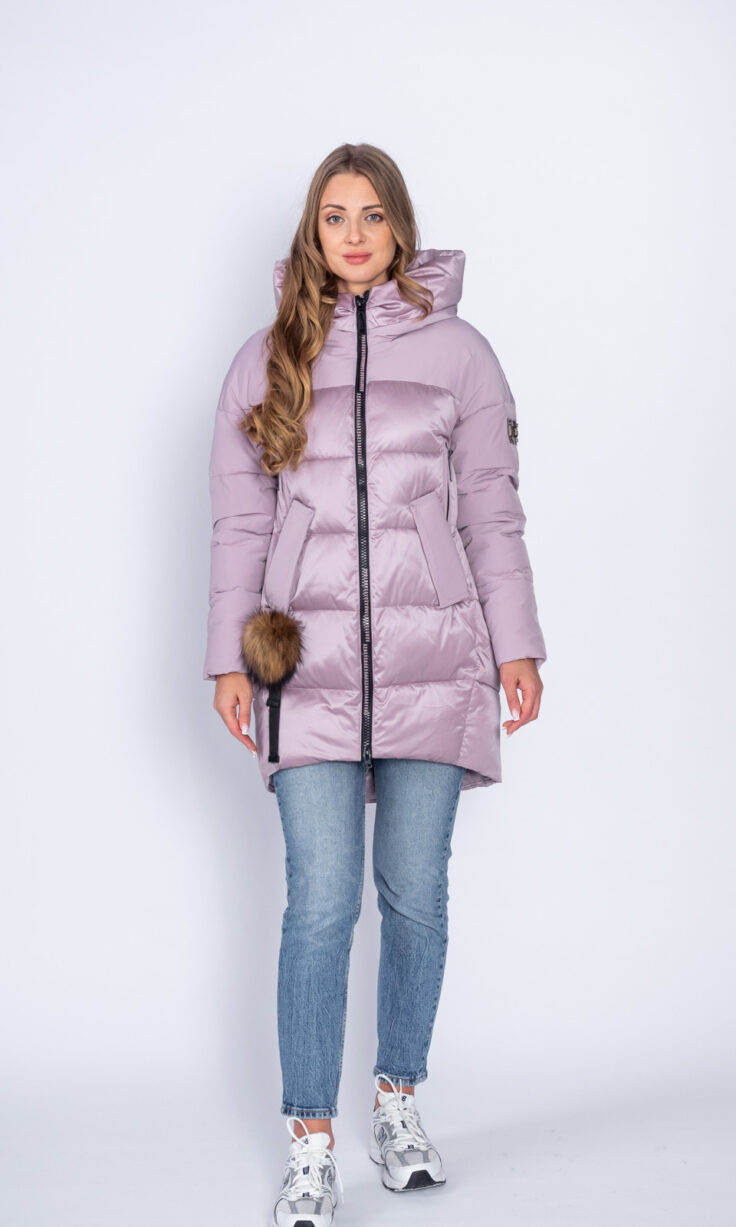 Пуховик женский 088 с капюшоном розовый