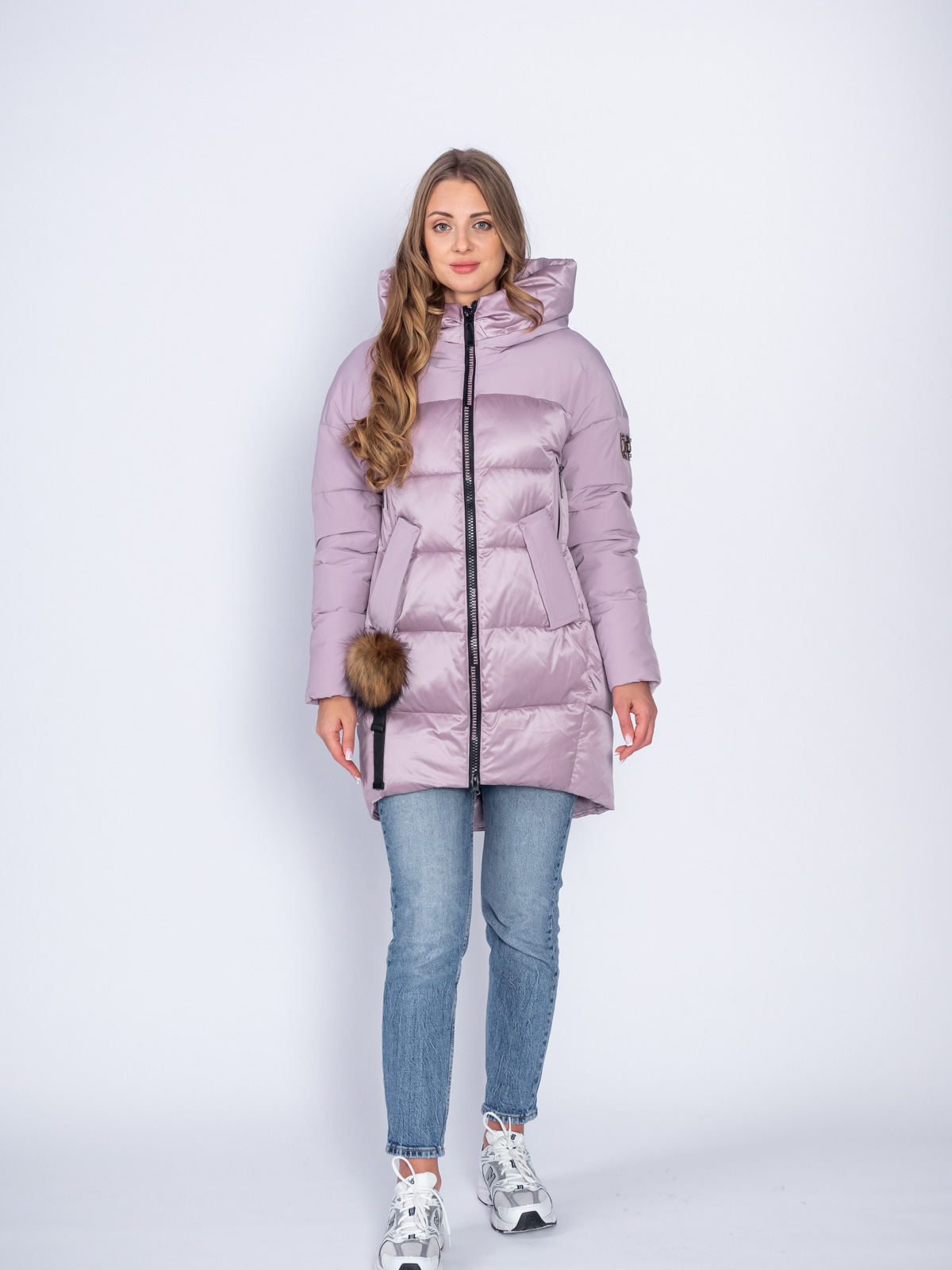 Пуховик женский 088 с капюшоном розовый Пуховик женский 088 с капюшоном розовый