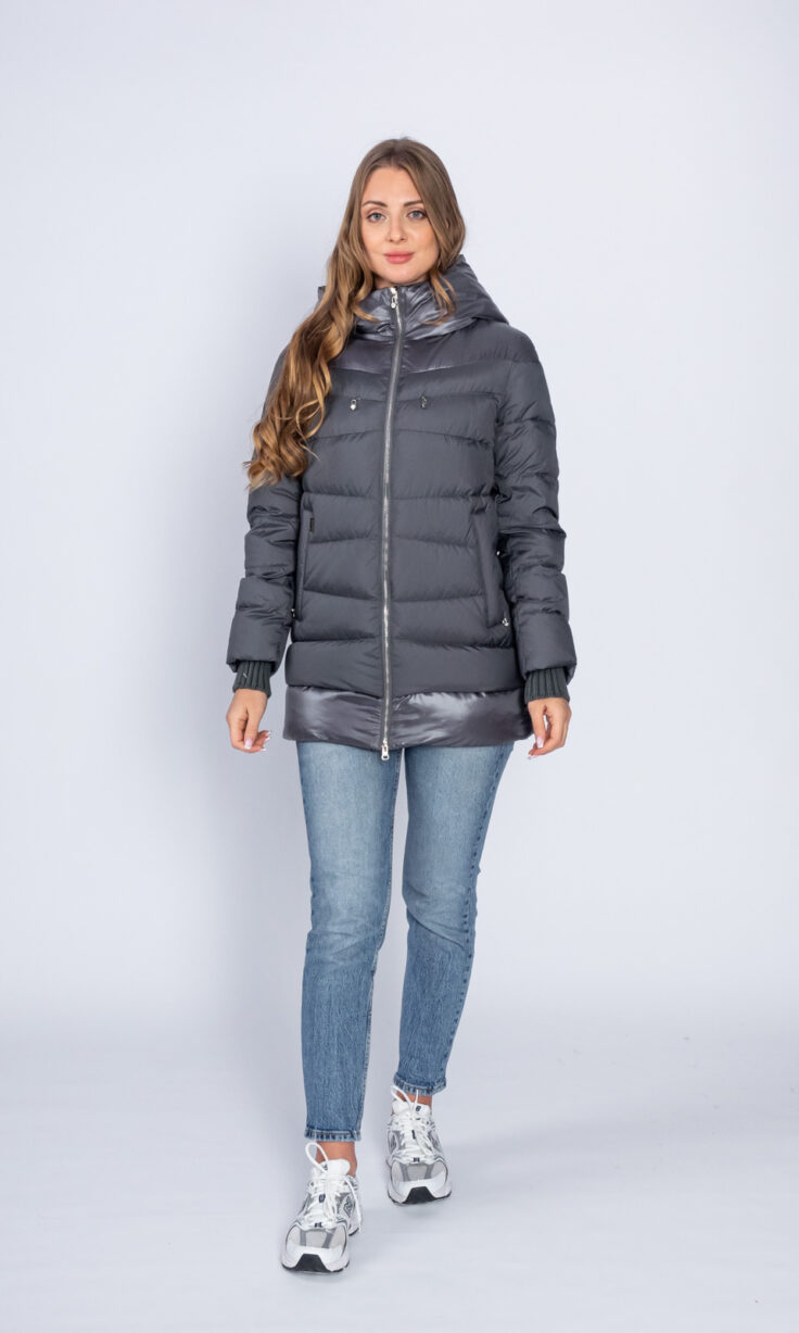 Пуховик женский Alyaska 1845 с капюшоном графит