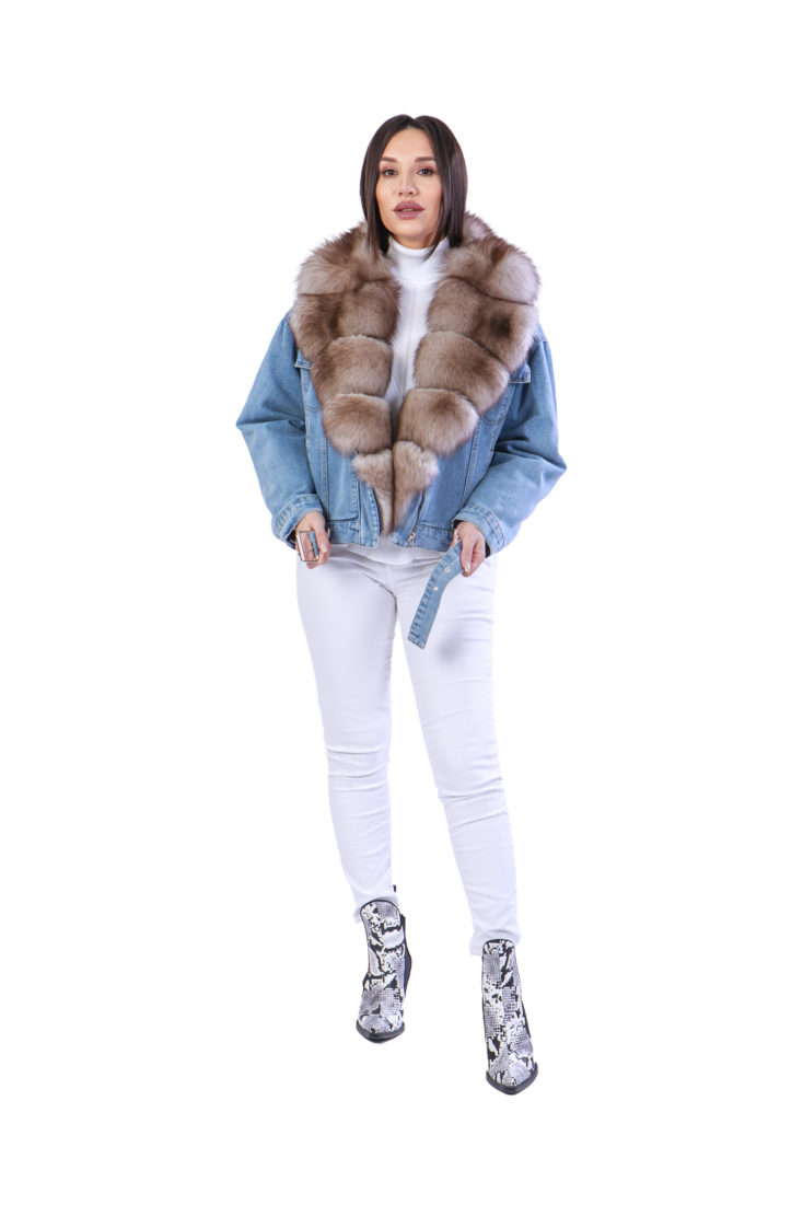 Куртка женская  джинсовая с отделкой из меха песца SOFI FURS ALEX GROUP СВП купить в Уфе