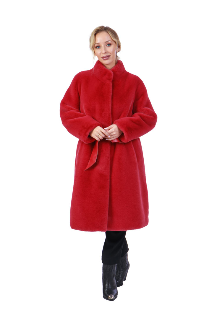 Пальто женское из экомеха норки REBBEKA QL-53 купить в Уфе
