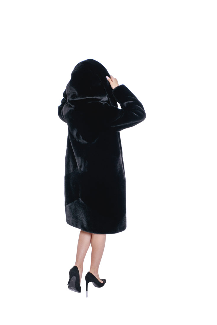 Пальто женское из эко-меха норки REBBEKA QL-528 купить в Уфе