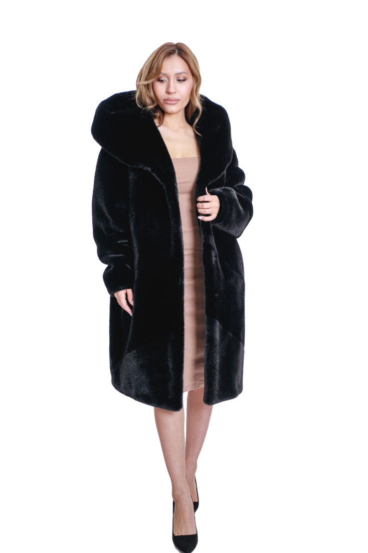 Пальто женское из эко-меха норки REBBEKA QL-528 купить в Уфе