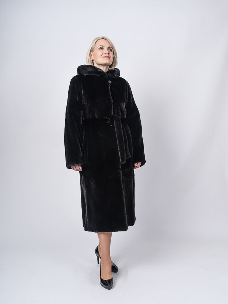 Шуба женская норковая блэкглама MS MOUSIOS FURS 145 HOOD