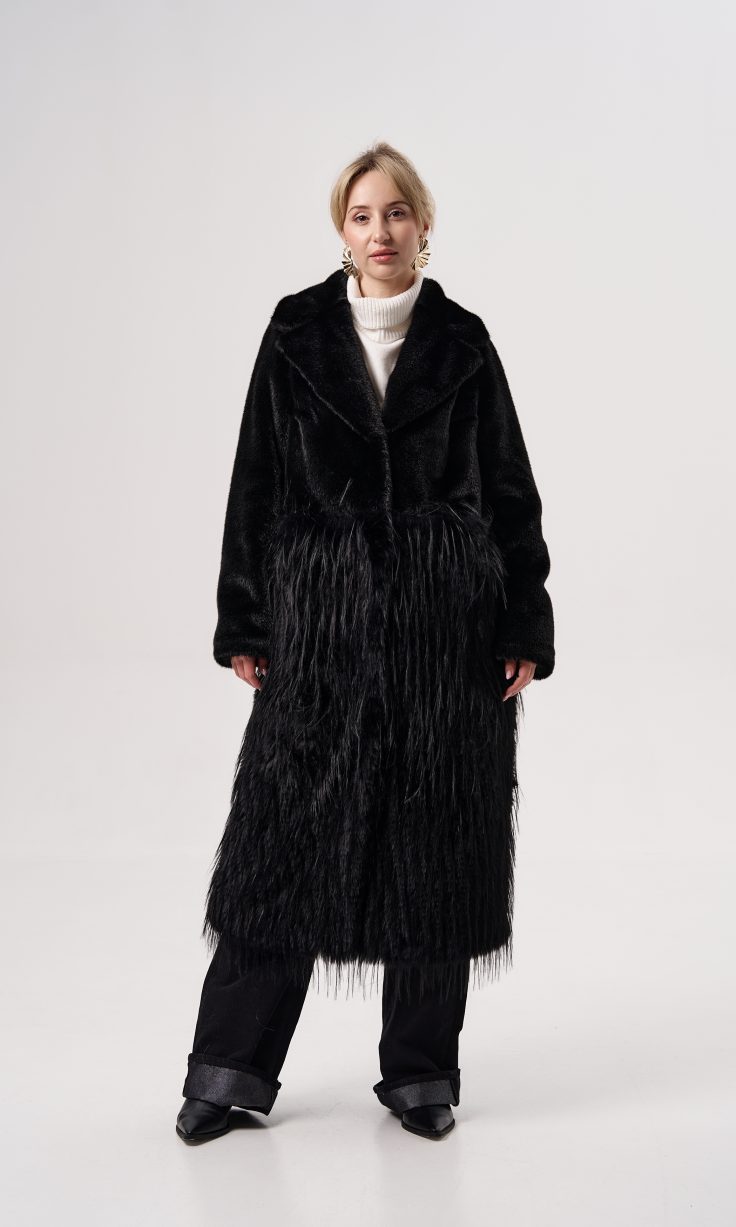 Шуба женская из экомеха норки+страус Alex ЭМ-351 Шуба женская из экомеха норки+страус Alex ЭМ-351